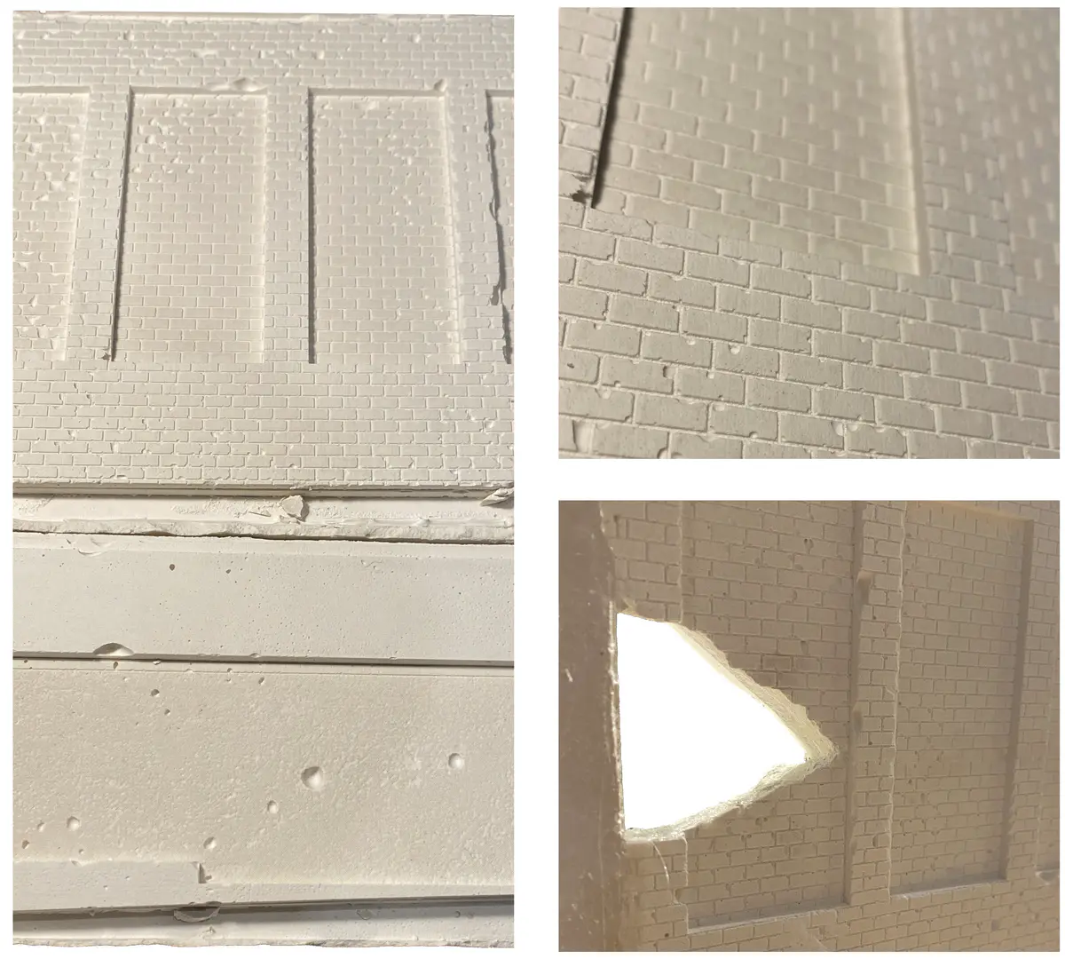 There is a clear presence representing Dudley with the bold red ‘Bostin’ sign at ground level. Chosen for its cantilever first and the second floor, this building could be adapted to have an external space. Also, there is a slight ‘hotel Fouquet barrière’ about the facade as its bricked-up windows represent change over time. - Ryan Cooksey Building 3 Model 1.png